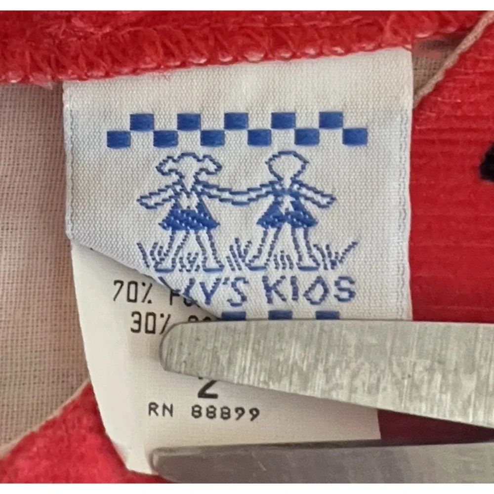 Vintage Kelly's Kids Corduroy Dress Girl's 2 Scottie Dogs Red Christmas USA